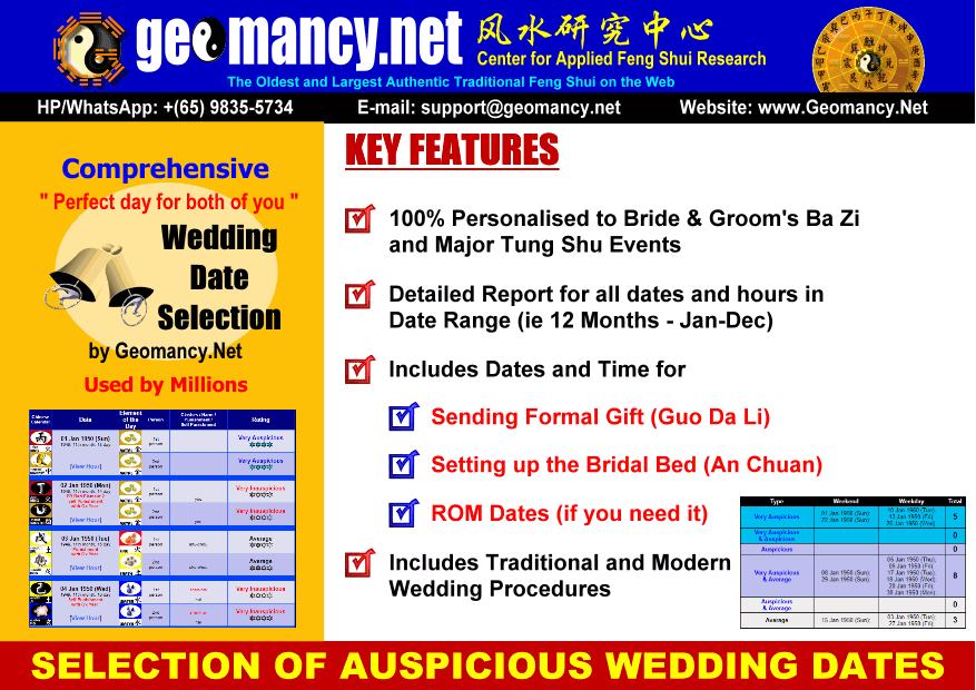 Selection of Auspicious ROM or Wedding Dates Service Selection of Auspicious ROM or Wedding Dates Service