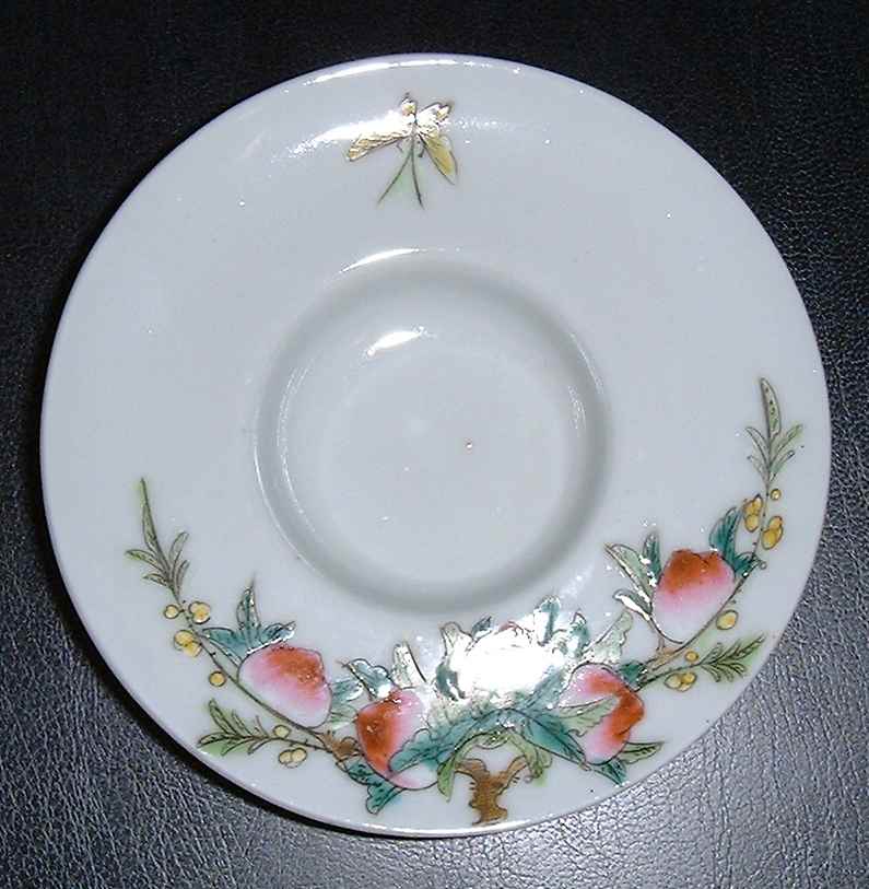 Tea-cup saucer plate (peach : longevity)